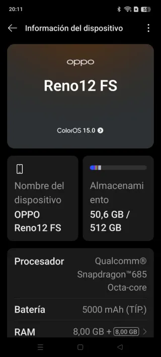 Móvil Oppo Reno 12 FS Nuevo