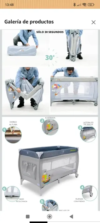 Cuna de viaje Asalvo + colchón plegable