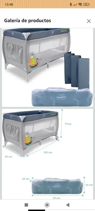 Cuna de viaje Asalvo + colchón plegable