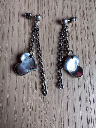 Pendientes Uno de 50 Corazón Plata