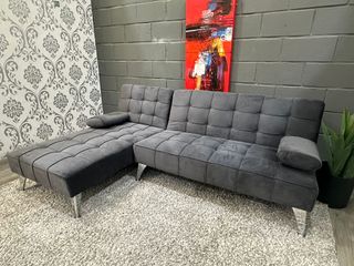Sofá cama chaise longue negro