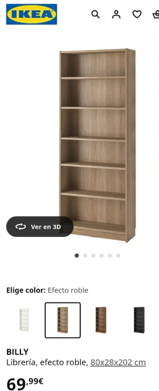 Librería Billy Roble 80cm