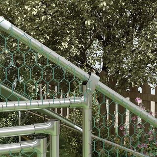 Gallinero para Gallinas de Exterior, 3X2X2 M 6 M² Recinto para 6-8 Gallinas en Acero Galvanizado, Jaula para Pollos con Techo Impermeable Anti-Uv Comedero Cerradura para Pequeños Animales Conejos ...