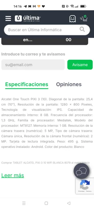 Tablet Alcatel One Touch Negra