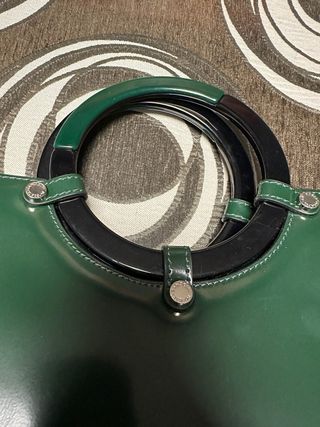 Bolso shopper charol verde botella aro