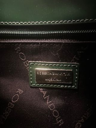 Bolso shopper charol verde botella aro