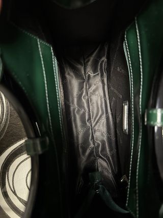 Bolso shopper charol verde botella aro