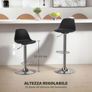 Conjunto de 2 Taburetes de Bar con Altura Ajustable, Taburetes de Cocina Altos en PU con Respaldo, Reposapiés y Asiento Suave, Estructura de Acero, Sillas de Bar Altas Giratorias a 360°, para Pení...