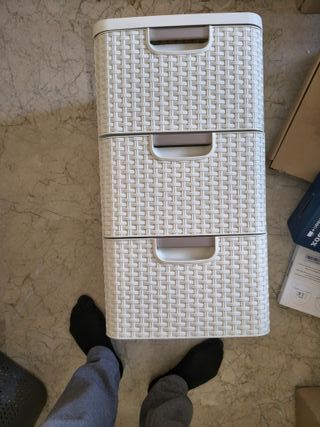 Curver - Cajonera Style con 3 cajones de 14 L, 37, 8 x 32, 8 x 59, 5, color blanco, Ordenación, Cajones en forma estantería