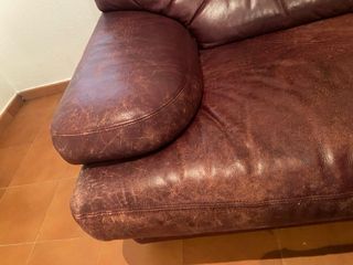 Sofá de 3 plazas de piel marrón