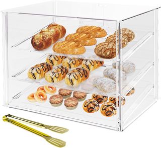 Vitrina de panadería de 3 bandejas con puertas tra