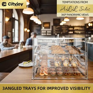 Vitrina de panadería de 3 bandejas con puertas tra