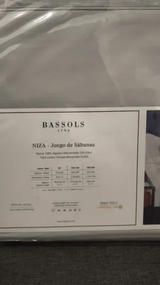 Juego Sábanas Bassols 180x200 Gris Algodón