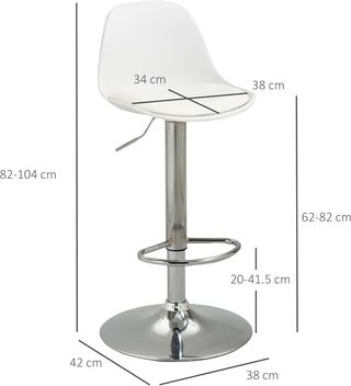 Conjunto de 2 Taburetes de Bar con Altura Regulable, Taburetes de Cocina Altos en PU con Respaldo, Reposapiés, Asiento Suave, Estructura de Acero, Sillas de Bar Altas Giratorias a 360°, para Penín...