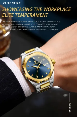 Reloj Binbond Hombre Azul y Dorado