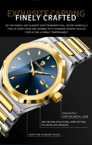 Reloj Binbond Hombre Azul y Dorado