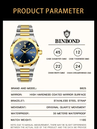 Reloj Binbond Hombre Azul y Dorado
