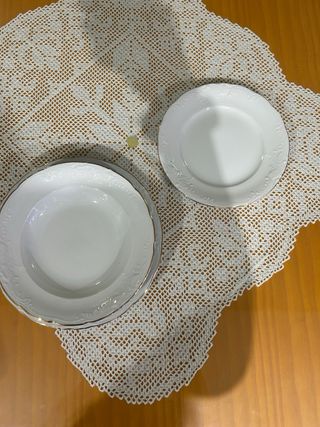 Vajilla porcelana filo oro