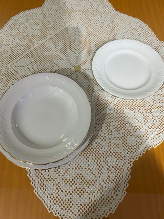 Vajilla porcelana filo oro