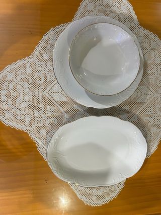 Vajilla porcelana filo oro