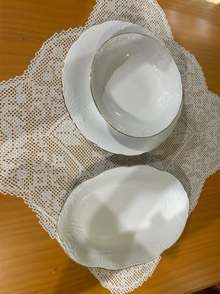 Vajilla porcelana filo oro