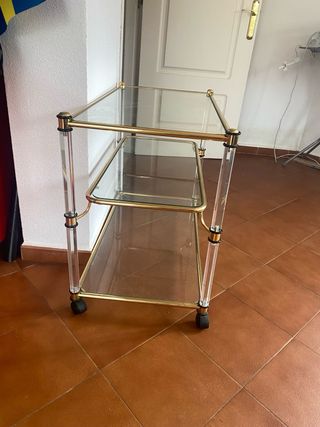 Carrito de cristal y metal dorado