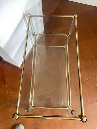 Carrito de cristal y metal dorado