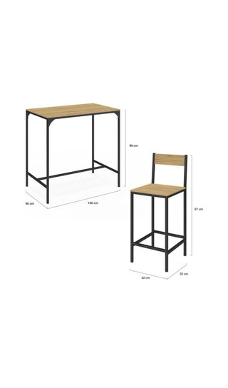 Mesa alta con 4 taburetes