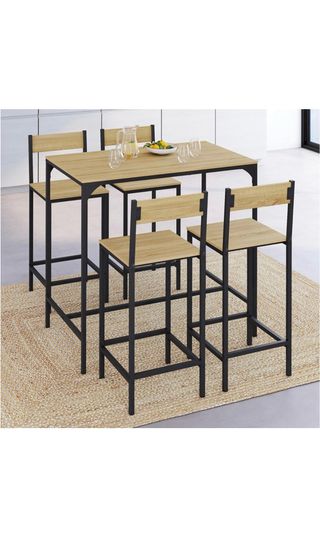 Mesa alta con 4 taburetes