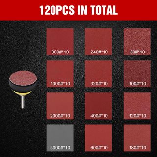Lija 75mm 120PCS Disco de Lijas con Accesorios par