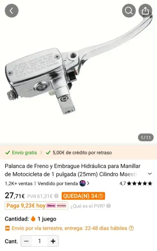 Maneta Freno Delantero Custom Moto