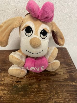 Peluche cane con fiocco e cuore LOVE san valentino