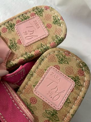 Alpargatas cuña Zara rosa y beige T.39