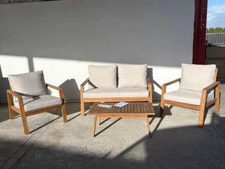 Conjunto Sofá y Sillones Exterior Madera