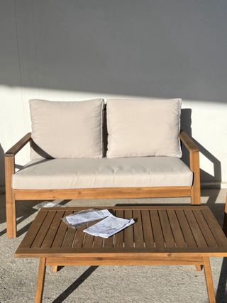 Conjunto Sofá y Sillones Exterior Madera