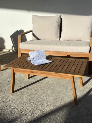 Conjunto Sofá y Sillones Exterior Madera