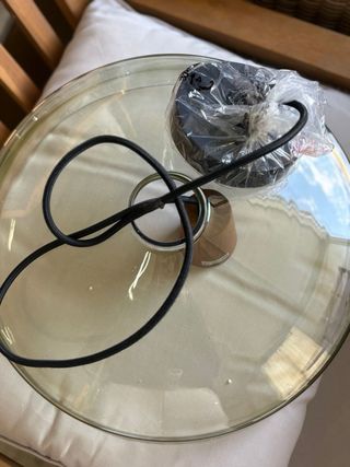 Lámpara colgante cristal y madera