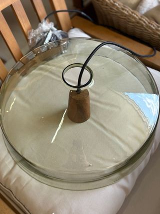 Lámpara colgante cristal y madera