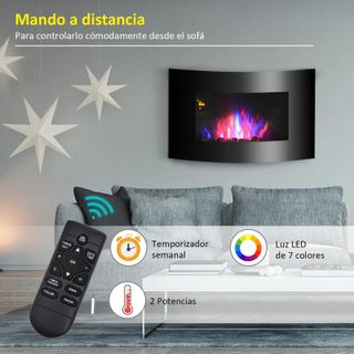 Chimenea Eléctrica de Pared 900/1800W Decorativa