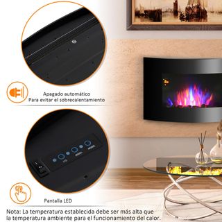 Chimenea Eléctrica de Pared 900/1800W Decorativa