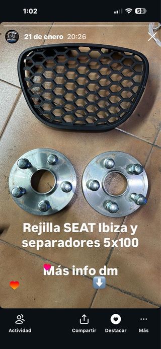 Rejilla SEAT Ibiza y separadores 5x100