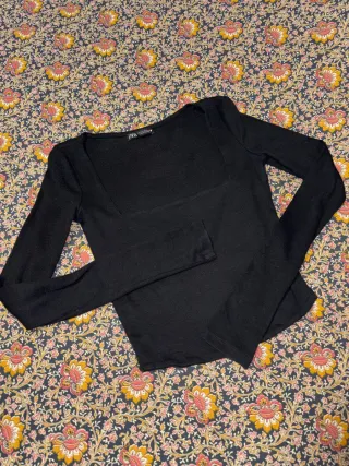Camisa Zara Manga Larga Negra