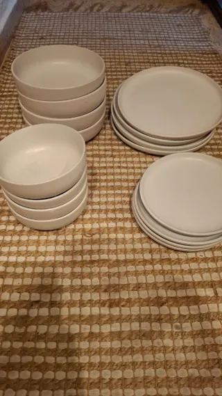 Vajilla cerámica corazón gris y blanco