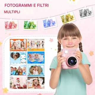 Fotocamera rosa per bambine con stampante - Nuova
