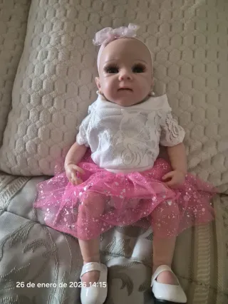 Bebé Reborn Silicona Completa con moisés y cuna