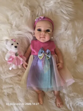 Bebé Reborn Silicona Completa con moisés y cuna