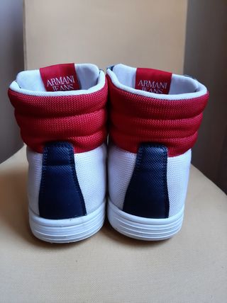 Scarpe Armani Jeans alte bianche e rosse