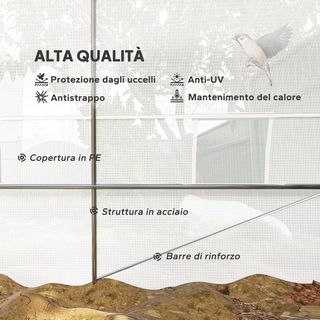 Invernadero de Jardín en Túnel 8X3X2 M con Puertas Enrollables y 12 Ventanas, Invernadero para Huerto con 4 Refuerzos Diagonales, Estructura de Acero y Cubierta de PE, para Huerto de Verduras, Flo...