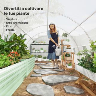 Invernadero de Jardín en Túnel 8X3X2 M con Puertas Enrollables y 12 Ventanas, Invernadero para Huerto con 4 Refuerzos Diagonales, Estructura de Acero y Cubierta de PE, para Huerto de Verduras, Flo...
