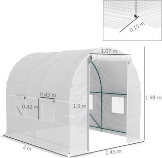 Invernadero de Jardín en Túnel 2.5X2X2 M con Puertas Enrollables y Ventanas, Invernadero para Huerto con 2 Refuerzos Diagonales, Estructura de Metal y Cubierta de PE, para Huerto Verduras Flores, ...
